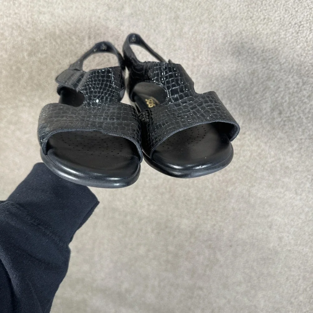 SAS Shoes Womens 10 Slim Black Tripad Comfort Slingback Sandals‎ Leather Heel